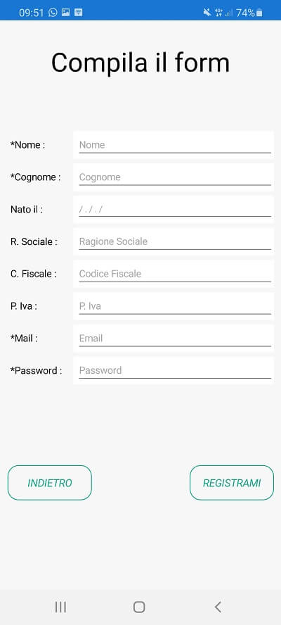 Registro presenze covid-19 profilo esercente