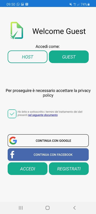 Registro presenze covid-19 registrazione cliente